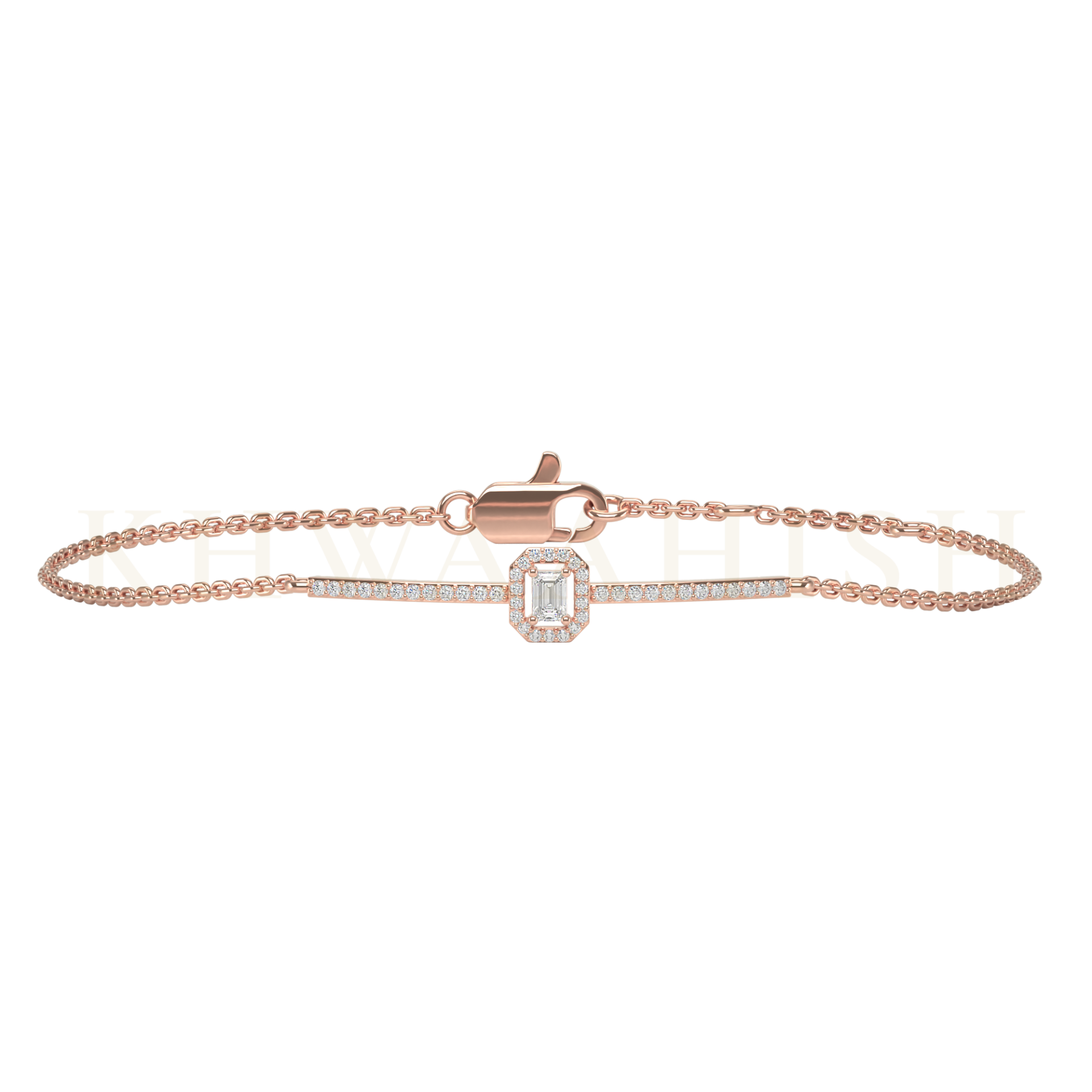 The Beautiful Belle Diamond Chain Bracelet in rose gold from Khwaahish.